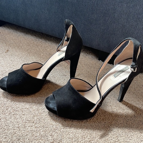 Black Peep Toe Sandals - Picture 2 of 5